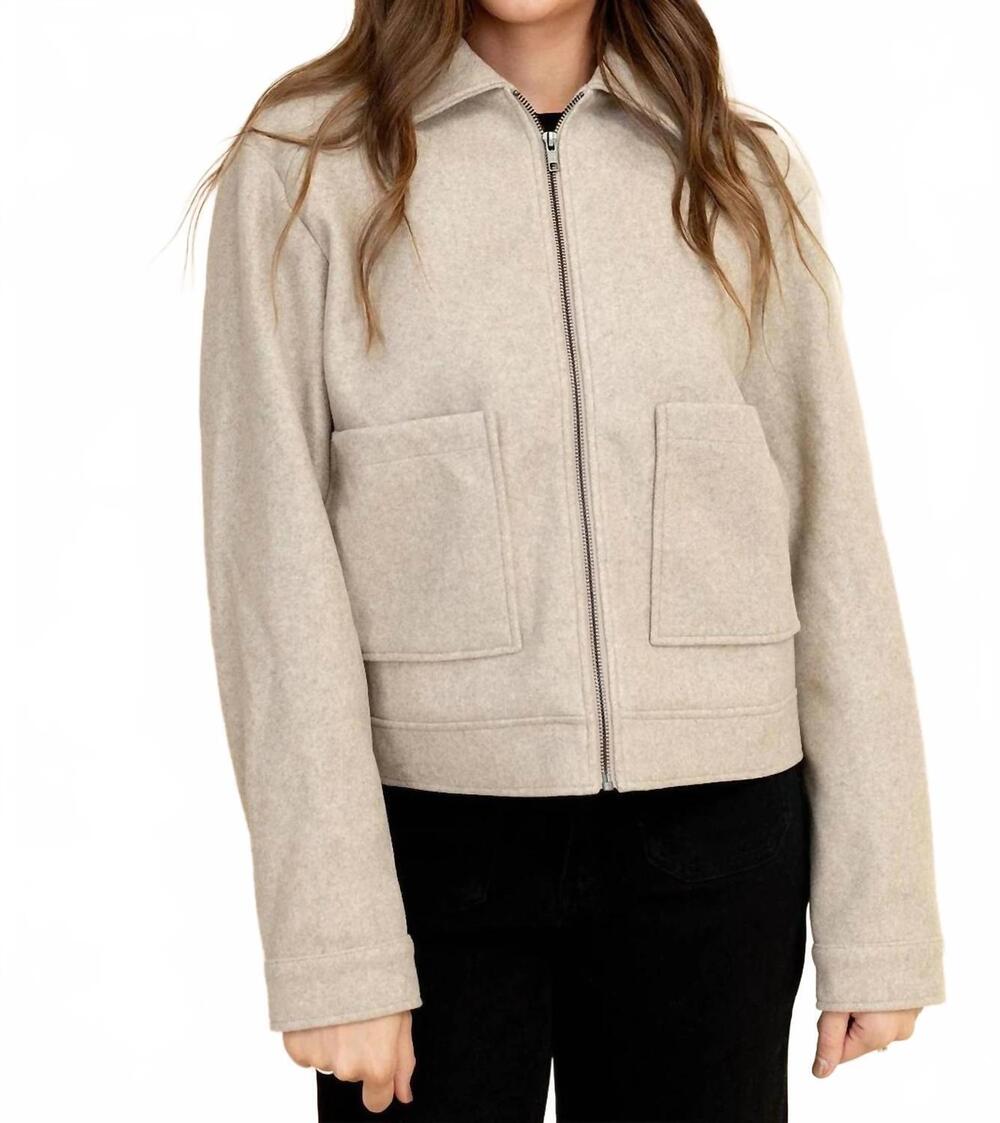 NEW TEA N ROSE journey zip up jacket in light taupe